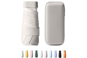 Yanrunce Mini Paraguas Plegable Con Estuche, paraguas de bolsillo, Mini Paraguas de Viaje, Protección UV, Protección Solar, paraguas plegable antiviento de 6 Costillas con organizador