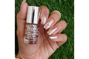 DeBelle Gel Nail Polish Elite Tiffany(Rose Gold Flaky Glitter Top Coat Nail Paint) Non UV - Gel Finish Chip Resistant Seaweed Enriched Formula Long Lasting Cruelty and Toxic Free 6ml
