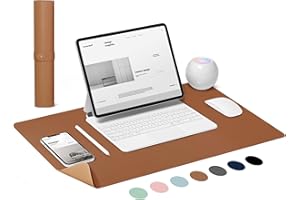 LeKuni Podkładka na biurko 80 x 40 cm, antypoślizgowa podkładka pod mysz, dwie strony: skórzana i korkowa, wodoodporna podkładka na biurko do biura i domu, brązowa