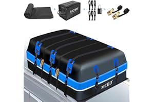 MCBD Coffre de Toit Voiture, 1132L Grand Sac de Toit Imperméable avec 2 Sangles à Cliquet 10 Sangles Renforcées 6 Crochets de Porte pour SUV Van avec/sans Barres de Toit, Bleu
