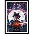 YourCanvas | Tanjiro Kamado x Yoriichi Tsugikuni | Sun Breathing | Demon Slayer Framed Poster | Anime Frames - Black Frame (Black Framed 10×13 inches, Tanjiro x Tanjuro Kamado)