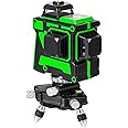 TOWPWAY 3D Laser Level 12 Lines, 3X360 Degree Green Cross Line Self-Leveling Tiling Floor Laser Tool with Pulse Mode and Pendulum Lock for Indoor and Outdoor, 4000mAh Battery Included 311519