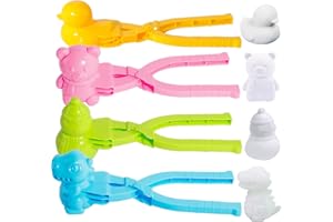Bebester 4 PCS Snowball Maker Clips, Duck Bear Dinosaur Shaped Snowball Maker Clips Clamps Outdoor Winter Play Snow Toys Sand Clay Mold Tools for Kids Snowball Fight Beach Player (mixer)