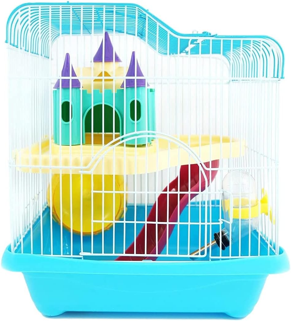 BPS Jaula Hámster Chalé para Hámster con Escalera Túnel y Casa Especial 28 * 21 * 31 cm BPS-1340 (Azul)