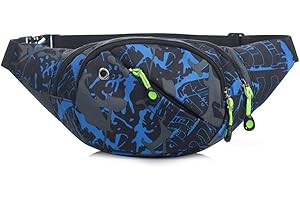 ESTWELL Riñonera Impermeable para Viajes, Senderismo, Vacaciones, Plata, Cadera, para Hombre y Mujer