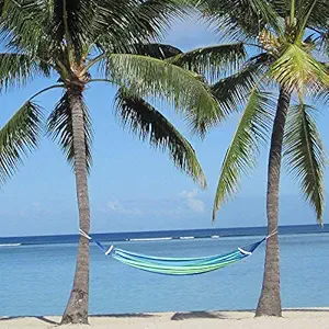 Abhsant Cotton Striped Foldable Hammock Hanging Bed Portable Beach Swing Bed with Hardwood Spreader Bar Tree Hanging for Camping & Outdoor Activities
