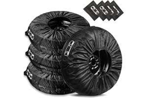 Reifentaschen Set, WDKXCN 4 Stück Reifentasche, Durchmesser 88cm Reifenabdeckung, Waterproof Reifenschutzhülle mit Griff und Kordelzug für 19-23 Zoll Reifen Sauberen Transport und Lagerung (Schwarz)