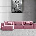 Ripple FURNITURE L-Shape Modern Style Luxury Home Couch (Right, Pink)