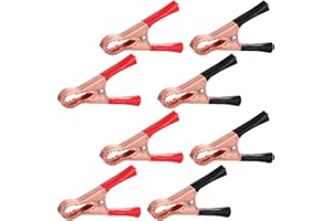 BREMOROU 8 Stück Test Metall Krokodilklemmen Jumper Kabelklemmen Auto Batterie Ladegerät Klemmen Set Rot Schwarz Vollisolierte Heavy Duty Kleine Krokodilklemme für Automotive Fahrzeug Boot