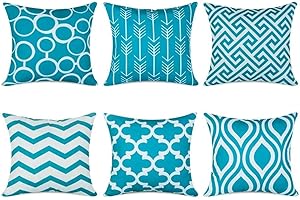 TIDWIACE Azur Hogar Algodón Lino Funda de Cojine del Sofá - Throw Cojín Decoración Almohada Caso de la Cubierta Decorativo para Sala de Estar sofás 45x45Cm Set de 6…