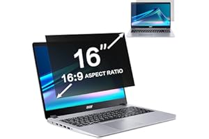 ZOEGAA Filtre de confidentialité pour ordinateur portable 16" - Rapport d'aspect 16:9 - Anti-lumière bleue - Film de confidentialité amovible - Pour Hp/Dell/Acer/Lenovo/ThinkPad/Asus
