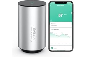 LIFE BASIS LifeBasis Medidor Radon Conexión con Aplicación Móvil y WiFi Detector de Radón Inteligente Detección Rápida para Monitorear a Largo y Corto Plazo Medidor Calidad Aire con Advertencias de Alarma