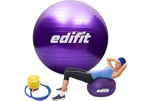 EDIFIT, Ballon Gym, Yoga Accessoires, Ballon Fitness, Ballon Pilates, Petit, Moyen, Grand, Noir, Rose, Violet, Mauve et Bleu