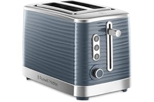 Russell Hobbs Grille Pain [Fentes Extra Larges] Inspire Gris (Design Moderne, Contrôle Brunissage ajustable, Tout type de pain, Décongèle, Chauffe Viennoiserie,Tiroir Ramasse Miettes) Toaster 24373-56