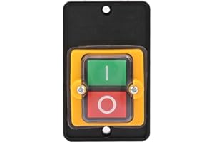 Tinje Push Button Switch, Momentary Start AC220V 380V 10A Waterproof ON/Off Pushbutton Switch for Mechanical Equipment Textile Machinery Self Lock Red Green Control Station, Black