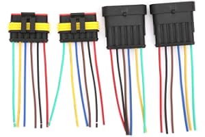 Kadimendium 2 Ensembles 4/5/6 Broches Voiture Connecteur électrique étanche Prise Voiture Fil Connecteur Mâle Femelle Connecteur avec Câble Métallique(6P)