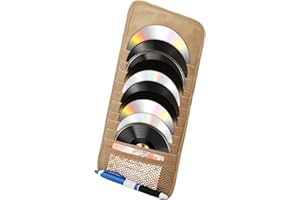 PRETWAD Aufbewahrungstasche für Auto-CD-Halter – Sonnenblenden-Organizer mit großer Kapazität für Auto, LKW, SUV, mit 10 DVD-Aufbewahrungshüllen, 1 Netztasche,1 Stifthalter und elastischem Gurt, Khaki
