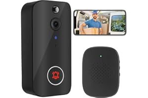 Auniq Sonnette Vidéo sans Fil, 2.4Ghz WiFi Interphone Vidéo Sonnette Extérieure avec Détection De Mouvements PIR, Audio Bidirectionnel, Installation Facile, Video Doorbell Caméra avec Vision Nocturne