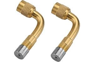 YUNMOXIAO 2 Pack Universal Tire Valve Extension,90 Degree Tire Schrader Valve Stem Extension Brass Adaptor Compatible for Passenger Cars, Stroller, Bicycles, Motorcycles, Trailers
