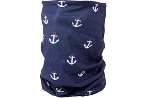 ALSINO Pañuelo Multifuncional | Elástico | 49 x 23 cm | Bufanda | Azul | con Dibujo de Anclas | Accesorio de Primavera y Verano | para Mujeres | Niñas | Transpirable