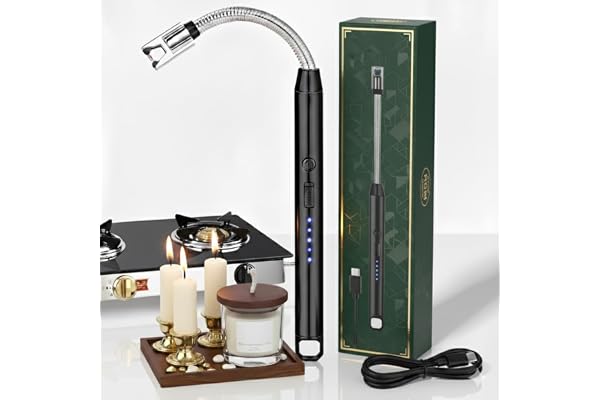Samaaroh Rechargeable Gas Lighter for Kitchen USB Type-C Electric Lighter for Gas Stove, Candles & Pooja Windproof 360° Flexible Neck 400+ Uses per Charge