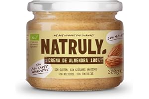 NATURAL ATHLETE NATRULY Crema de Almendras Orgánica Crunchy, Mantequilla de Almendras Sin Azúcar, Sin Gluten, Sin Aceite de Palma - 300g