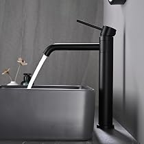 RUMOSE Ensemble De Robinets De Salle De Bain Noir Mat Avec Bonde Pop-up à Poignée Unique Pour évier De Salle De Bain 1 Et 3 Trous Avec Bec Cascade Et