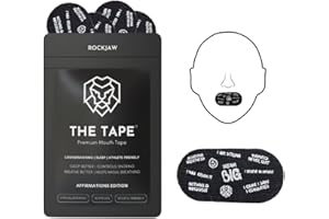 ROCKJAW® Sleep Tape Affirmations Edition - Looksmaxxing, Helps Nasal Breathing, Prevents Snoring, Improves Facial Structure, Tongue Posture, Strong + Comfortable Adhesion, Sports Friendly (30 Strips)