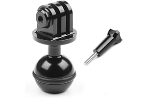 D&F 1'' Diameter Ball Mount CNC Alloy Tripod Head Adapter with 3/8'' Screw Hole for Action Camera