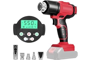 LUOLETY Cordless Heat Gun for Milwaukee 18V Battery, Hot Air Gun with 5 Nozzles, 2-Temp Settings Max 550°C for Shrink Tubing Vinyl Wrap Crafting, Colour Removal, Electronics