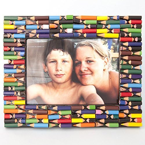 Photo Frame - Recycled Pencils - Hand Crafted Photo Frame by Simply Natural Bliss - 5x7 in (17.5x12.5) - Unique Picture Frame for Horizontal or Vertical Pictures - Great for Kids and Families - Recycled Materials - Beautiful Home &amp; Decor and Room Accessories
