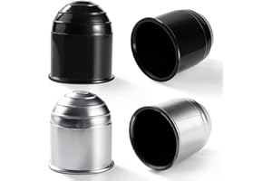 VooGenzek 4 PCS Tow Ball Cover Universal, 50mm Tow Bar Ball Cover Cap, Plastic Trailer Hitch Ball Cover, Towing Hitch Protective Caps, Towing Hitch Caravan Trailer Cap, Black, Silver