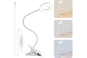 Kasbbu Luz lectura, Flexo Con Pinza LED, Lampara Escritorio, 3 Colores Y 10 Niveles De Brillo, Flexo Led Escritorio Ajustable 360 Grados, Lampara Regulable de 55cm lampara Led leer, estudio.