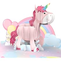 Biglietto Pop-up 3D Unicorno Magico - Per Compleanni, San Valentino Festa Della Mamma Auguri Speciali 891136