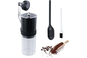 Manuell kaffekvarn, bärbar kaffekvarn utomhus, kaffekvarn med hög precision keramisk kvarn, rengöringsborste, espressosked, h