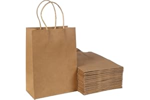 BESCOST Sacchetti Carta con Manico 40pcs Sacchetti Regalo di Carta 27 * 21 * 11cm Buste Regalo Carta da130gsm Sacchetti di Carta Kraft Sgopper Bag per Matrimoni, Compleanni,Festa, Natale