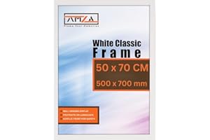 AMZA Picture Frame, 50 x 70 cm, Elegant for Photo, Poster, and Wall Mounting, Photo Frames Made with Premium Quality MDF, Available in All Standard & Non-Standard Sizes (White, 50 x 70 cm)