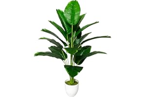 AIVORIUY Planta Artificial con Maceta Palmera Grande Árbol Artificial Plastico Ideal para Decoración del Hogar Oficina Interior y Exterior Salon Dormitorio Balcón Moderno (80cm Plátano Verde)