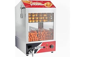 CROSSON Macchine per Hot Dog a Vapore 42L,Macchina Hot Dog Professionale a 2 Piani,Capacità 175 Salsicce e 50 Panini, con Porte Scorrevoli in Vetro