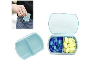 HENGBIRD Set med 2 pillerlådor med 2 fack, BPA-fri och lätt att öppna, bärbar minipillbox, kompakt daglig pillerlåda för resor, seniorer, handväska eller ficka