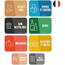 Étiquettes Autocollantes Tri Sélectif 15x15cm - Stickers Poubelles Recyclage - Fabriqué En France