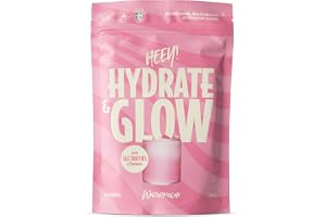 Heey! Hydrate & Glow Elektrolytpulver med Vegansk Kollagen, Vattenmelon & Passionsfrukt, 100% Vegansk Formula med Hyaluronsyr