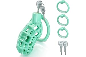 WHIGMALEERIE Jaula de Castidad Masculina Juguetes Sexuales Hombre - Ligero Chastity Cage con 3 Tamaños Anillos para el Pene, Transpirable Jaula Castidad Hombres Gay Castigo para Evitar la Erección Bdsm & Bondage