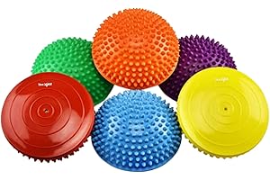 Yes4All 3 Shapes Hedgehog Balance Pods; Set 6PCS Pilates Hedgehog Half Ball; Half Spiky Fitness for Stability Training, Yoga Gymnastics Exercise; Balance Pods with Pump Included