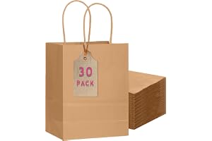 Gcardist Bruna presentpåsar med handtag, 30-pack, 27 x 20 x 12 cm (medelstor storlek), kraftpapperspåsar för flera användningsområden