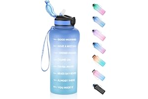 ETDW Motivazionale Borraccia 2 Litro con Marcatori di Tempo [Senza BPA Tritan], Bottiglia Acqua Sportiva con Cannuccia, Borraccia Sportiva a Prova di Perdita per Palestra, Campeggio, Yoga BLU BLU