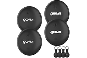 CHZHVAN Android Traceur Tag,Google Tracker Fonctionne avec l’app Find Hub (Uniquement Android),Batterie Remplaçable,IP67 Imperméable,Bluetooth Localisateur pour Sacs,Bagages,Animaux et Sac à Dos,4 Noir