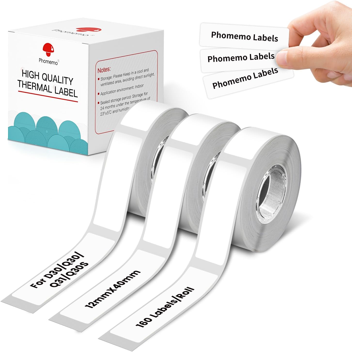 Technische Daten & Spezifikationen : Phomemo 3 Rollen D30 Etiket - 12mm 40mm D30 m