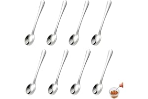 MALOUSUN 8 Pezzi Piccoli Cucchiai in Acciaio Inox per Barattoli di Spezie,Cucchiaini da Dolce,Cucchiai per Confettata,Cucchiaini da Caffè per Latte Macchiato 7.5cm,Mini Cucchiai di Spezie per Sale,Zucchero,Tè