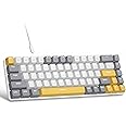 MageGee Portable 60% Mechanical Gaming Keyboard, MK-Box LED Backlit Compact 68 Keys Mini Wired Office Keyboard with Red Switch for Windows Laptop PC Mac - White/Grey